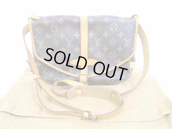 Photo1: LOUIS VUITTON Monogram Leather Brown Cross-body Bag Saumur MM 30 #6189