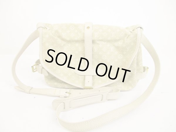 Photo1: LOUIS VUITTON Mini Lin Canvas White Crossbody Bag SaumurMM 30 #6191