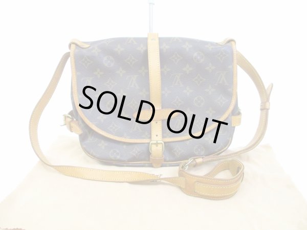 Photo1: LOUIS VUITTON Monogram Leather Brown Cross-body Bag Saumur MM 30 #6218