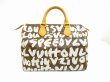 Photo1: LOUIS VUITTON Monogram Leather Graffiti White Hand Bag Purse Speedy30 #6257