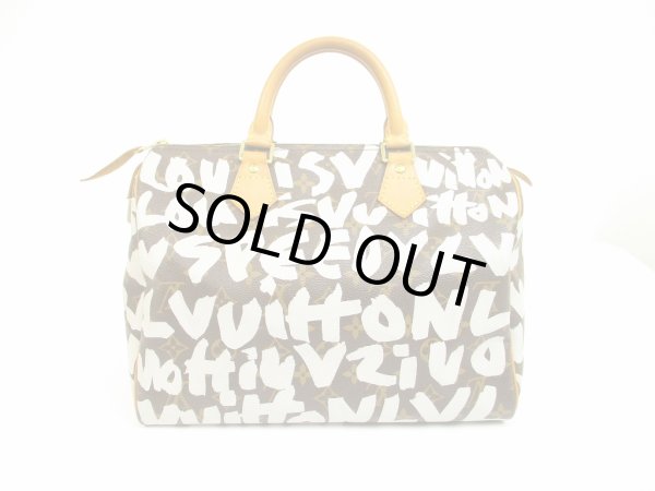 Photo1: LOUIS VUITTON Monogram Leather Graffiti White Hand Bag Purse Speedy30 #6257