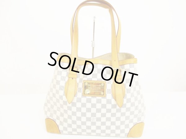 Photo1: LOUIS VUITTON Azur Leather White Tote&Shoppers Bag Hampstead MM #6262