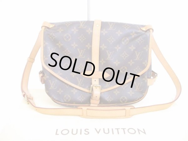 Photo1: LOUIS VUITTON Monogram Leather Brown Crossbody Bag Saumur MM 30 #6278