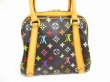 Photo2: LOUIS VUITTON Multi-color Leather Black Hand Bag Purse Priscilla #6287