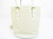 Photo2: LOUIS VUITTON Monogram Mini Lin Canvas White Tote Bag Bucket PM w/Pouch #6316