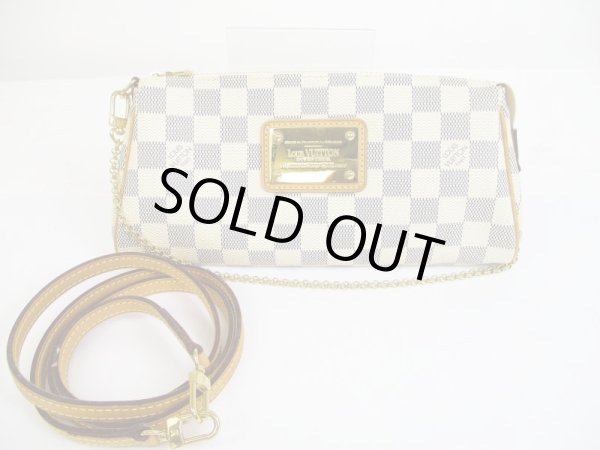 Photo1: LOUIS VUITTON Azur Leather White Evening Bag Pochette Eva W/Strap #6400