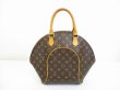 Photo1: LOUIS VUITTON Monogram Leather Brown Hand Bag Purse Ellipse MM #6410