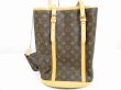 Photo2: LOUIS VUITTON Monogram Leather Brown Tote Bag Bucket GM w/Pouch #6424