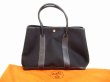 Photo1: HERMES Garden Party PM Canvas&Leather Black Hand Bag Purse #6432