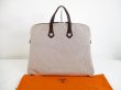 Photo1: HERMES Canvas&Leather Beige&Brown Hand Bag Purse Sac Iboo GM #6451