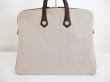 Photo2: HERMES Canvas&Leather Beige&Brown Hand Bag Purse Sac Iboo GM #6451