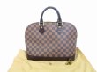 Photo1: LOUIS VUITTON Damier Leather Brown Hand Bag Purse Alma PM #6481