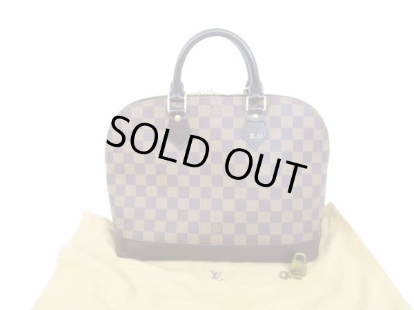 Photo1: LOUIS VUITTON Damier Leather Brown Hand Bag Purse Alma PM #6481