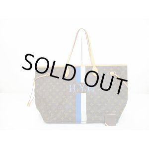 Photo: LOUIS VUITTON Mon Monogram Leather Brown&Blue Tote Bag Neverfull GM #6483