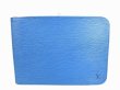 Photo1: LOUIS VUITTON Epi Leather Blue Clutch Bag Document Case Purse #6578