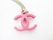 Photo1: CHANEL CC Logo Pink Chain Necklace Pendant #6589