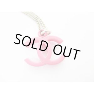 Photo: CHANEL CC Logo Pink Chain Necklace Pendant #6589