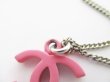 Photo8: CHANEL CC Logo Pink Chain Necklace Pendant #6589