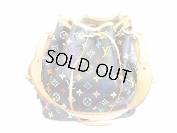 Photo1: LOUIS VUITTON Multicolor Leather Black Shoulder Bag Purse Petite Noe #6598