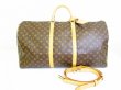 Photo1: LOUIS VUITTON Monogram Leather Brown Duffle&Gym Bag Keepall 60 Bandouliere #6603