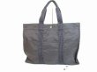 Photo1: HERMES Canvas Gray Hand Bag Tote Bag Her Line GM #6615