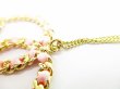 Photo11: CHANEL CC Logo Gold&Pink Heart Motif Chain Necklace #6648