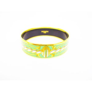 Photo: HERMES Enamel Bangle Bracelet Green Multicolor Emaiyu GM #6652