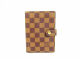 Photo: LOUIS VUITTON Damier Leather Brown Document Holders Agenda PM #6676