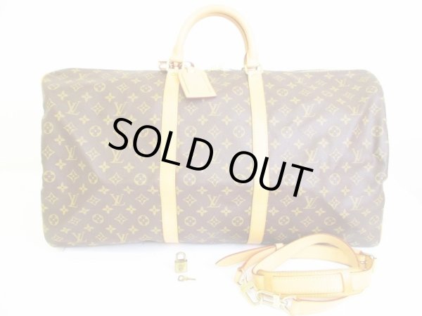 Photo1: LOUIS VUITTON Monogram Leather Brown Duffle&Gym Bag Keepall 60 Bandouliere #6685