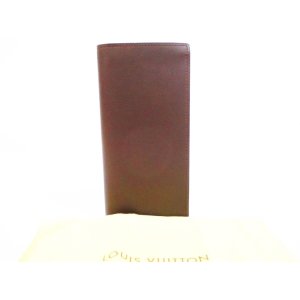 Photo: LOUIS VUITTON Nomade Leather Dark Brown Long Wallet Portefeuille Brazza #6706