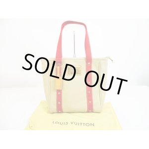 Photo: LOUIS VUITTON Cup Canvas Beige&Red Tote Bag Purse Antigua Cabas MM #6710