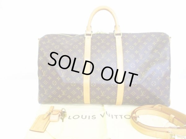 Photo1: LOUIS VUITTON Monogram Leather Brown Gym Bag Keepall 55 Bandouliere #6717