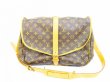 Photo1: LOUIS VUITTON Monogram Leather Brown Crossbody Bag Saumur 35 #6740