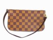 Photo1: LOUIS VUITTON Damier Leather Brown Accessories Pouch Pochette #6741