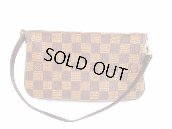 Photo1: LOUIS VUITTON Damier Leather Brown Accessories Pouch Pochette #6741