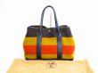 Photo1: HERMES Garden Party PM Rokabar Wool&Leather Orange Tote Bag Hnad Bag #6772