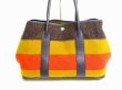 Photo2: HERMES Garden Party PM Rokabar Wool&Leather Orange Tote Bag Hnad Bag #6772