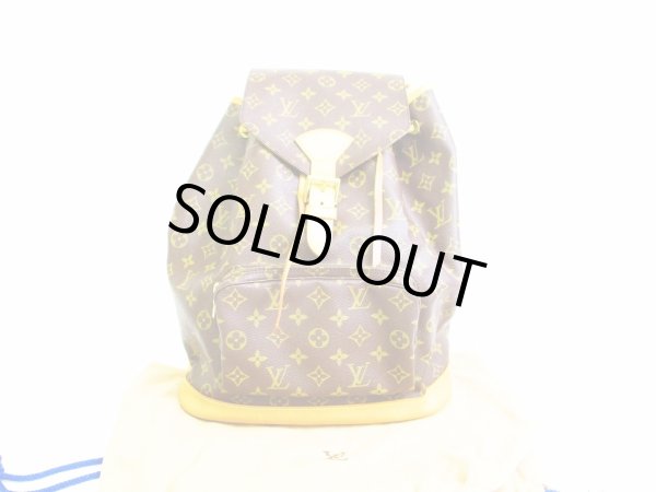 Photo1: LOUIS VUITTON Monogram Leather Brown Backpack Purse Montsouris GM #6777