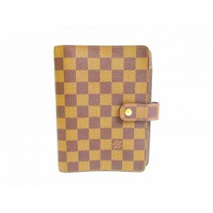 Photo: LOUIS VUITTON Damier Leather Brown Document Holders Agenda MM #6869