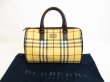 Photo1: BURBERRY Nova Check PVC Brown Hand Bag Mini Boston Bag Purse #6875