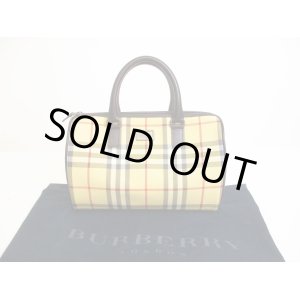 Photo: BURBERRY Nova Check PVC Brown Hand Bag Mini Boston Bag Purse #6875