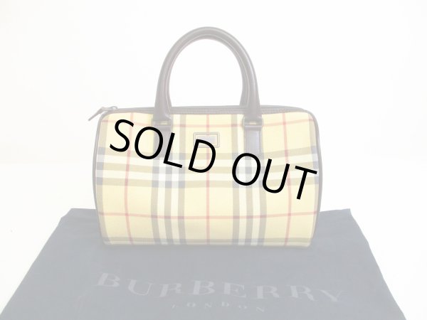 Photo1: BURBERRY Nova Check PVC Brown Hand Bag Mini Boston Bag Purse #6875