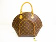 Photo1: LOUIS VUITTON Monogram Leather Brown Hand Bag Purse Ellipse MM #6881