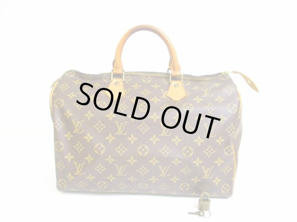 Photo1: LOUIS VUITTON Monogram Leather Brown Hand Bag Purse Speedy35 #6886