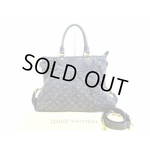 Photo: LOUIS VUITTON Monogram Denim Black Hand Bag w/Strap Neo Cabby GM #6918