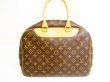 Photo2: LOUIS VUITTON Monogram Leather Brown Hand Bag Boring Vanity Deauville #6921