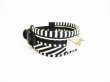 Photo2: HERMES Black White Canvas Leather Bangle Bracelet Collier de Chien #6972