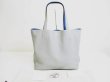 Photo1: HERMES Gray Blue Taurillon Clemence Leather Reversible Tote Bag Double Sens 45 #6982