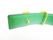 Photo5: HERMES Mini Constance Gold H Buckle Green Leather Belt Waist Size 60 #6986