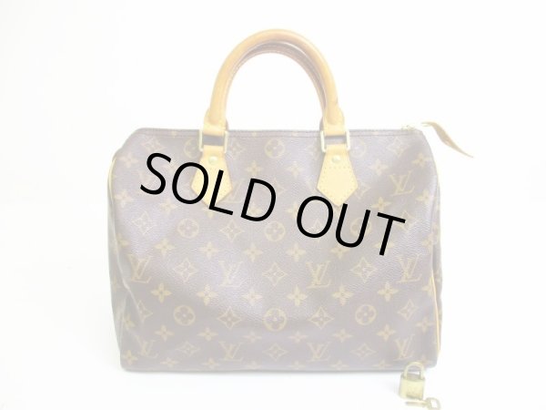 Photo1: LOUIS VUITTON Monogram Leather Brown Hand Bag Purse Speedy30 #7012